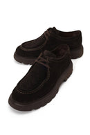 Male Brown Lace-Up Thick-Soled Suede Casual Shoes | Derimod