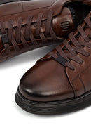 Erkek Kahverengi Bağcıklı Deri Casual Sneaker | Derimod