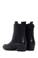 Women's Black Thick Heeled Leather Cowboy Boots | Derimod