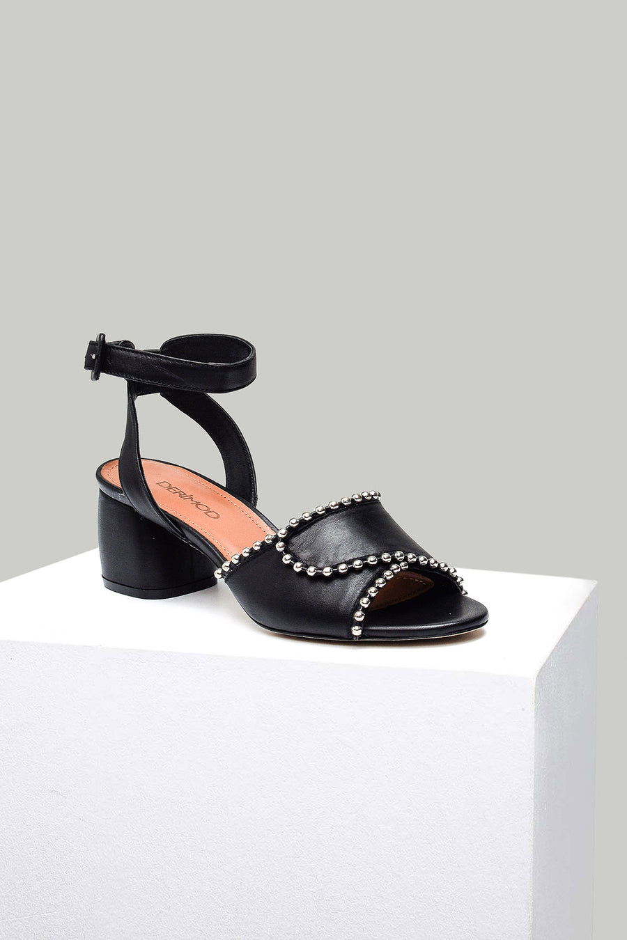 Women's Heeled Leather Sandals with Metal Detail 18SFD167218 | Derimod