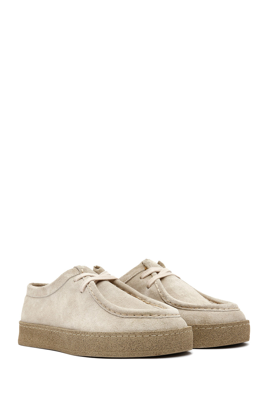 Women's Beige Suede Leather Masculine Shoes