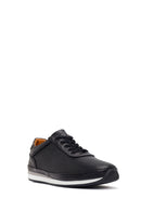 Erkek Siyah Bağcıklı Deri Casual Sneaker | Derimod