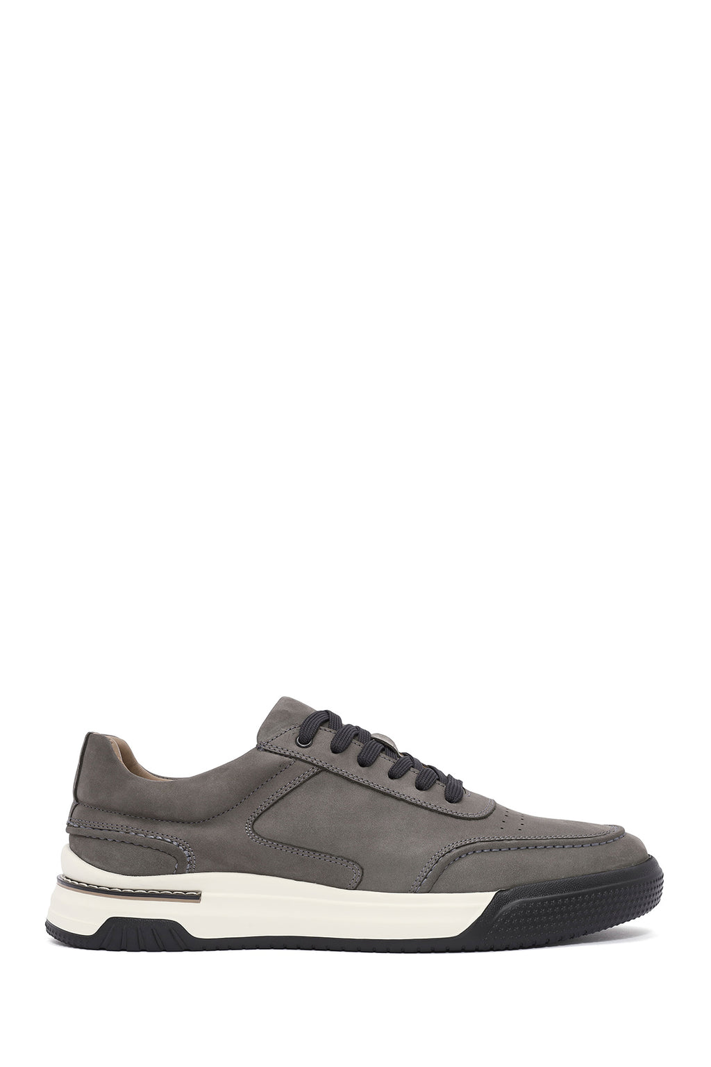 Erkek Gri Bağcıklı Nubuk Deri Sneaker