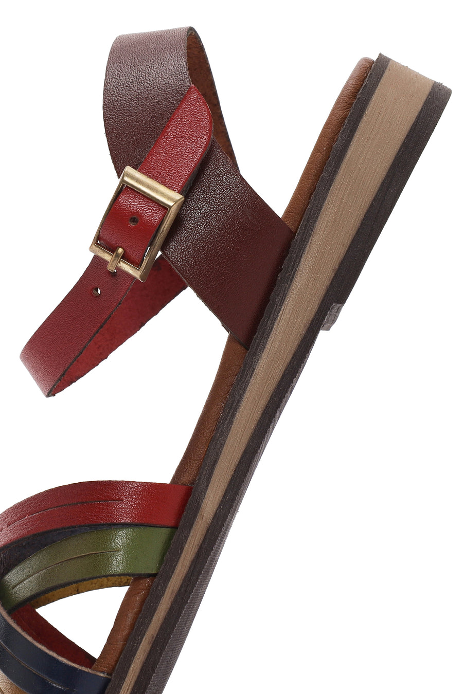 Kadın Çok Renkli Deri Bodrum Sandaleti
