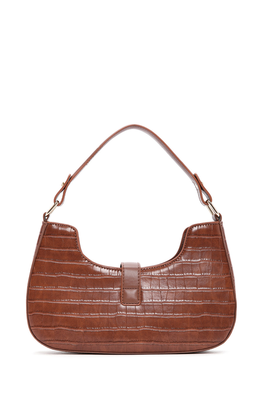 Women's Brown Long Strap Crocodile Handbag
