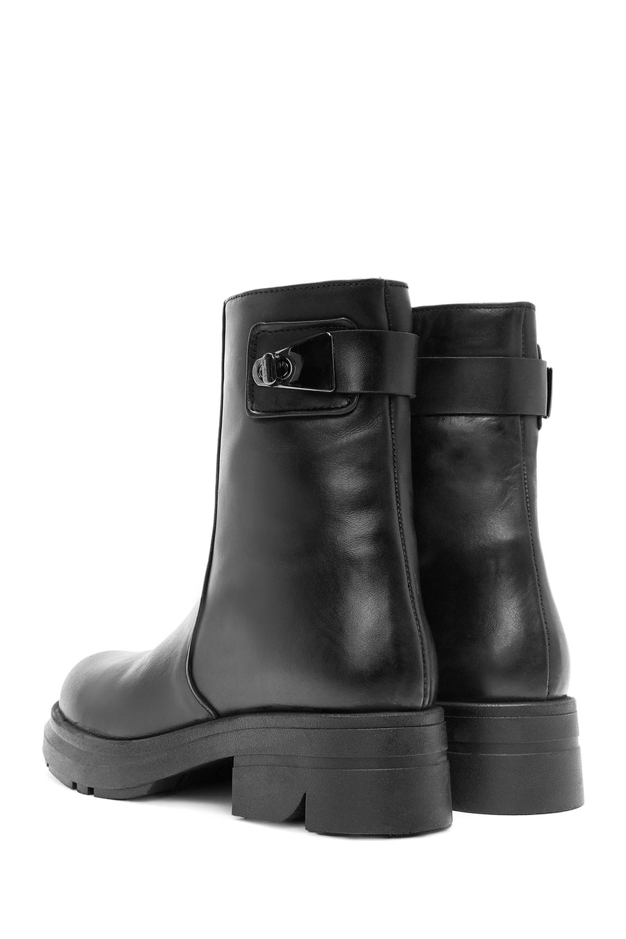 Women's Black Zippered Leather Boots