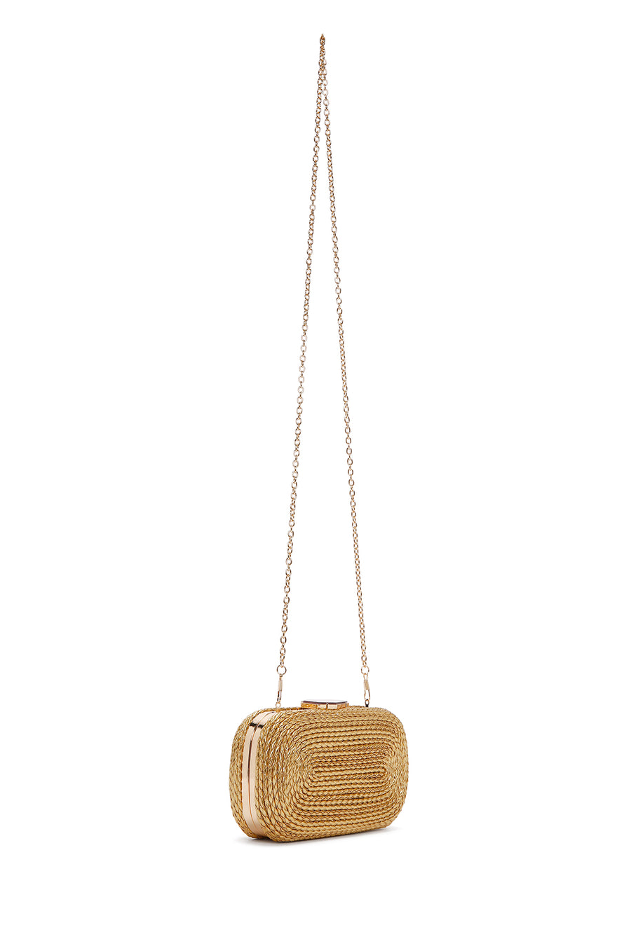 Women's Gold Long Chain Strap Knitted Evening Bag