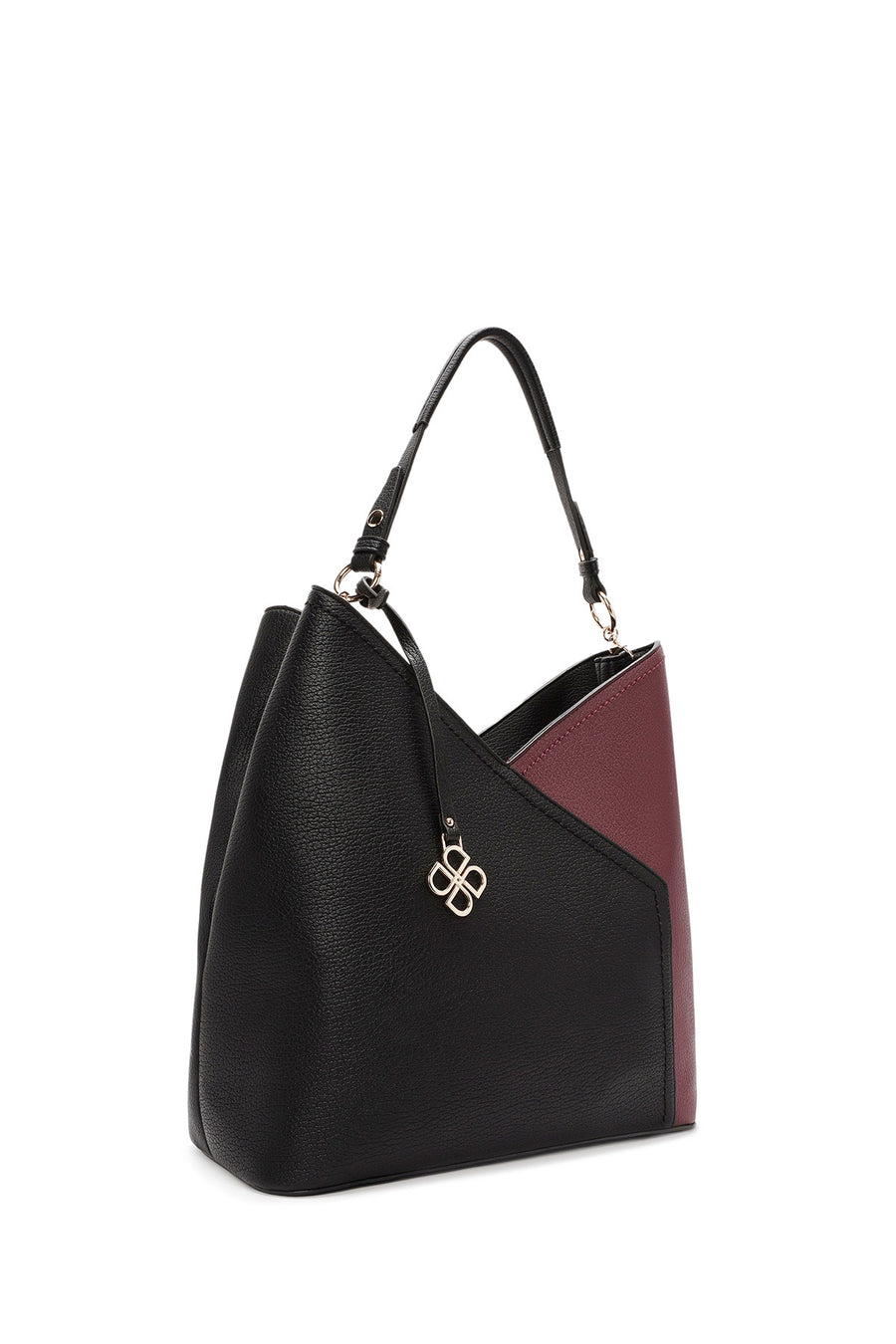 Woman Black Shoulder Bag with Short and Long Straps