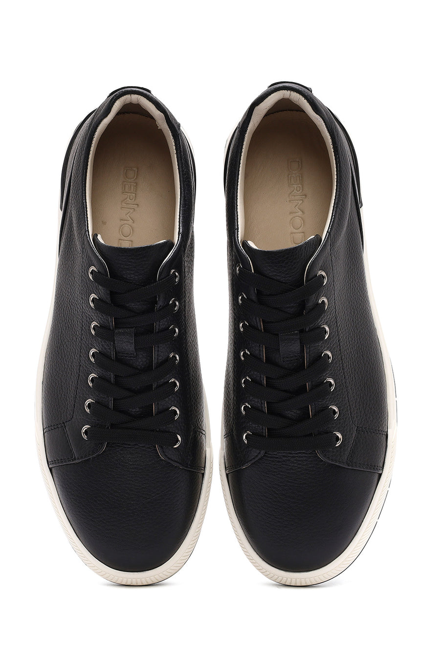 Men's Black Lace-up Leather Sneaker