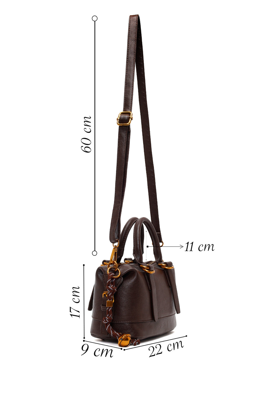 Woman Brown Long-Strap Mini Shoulder Bag