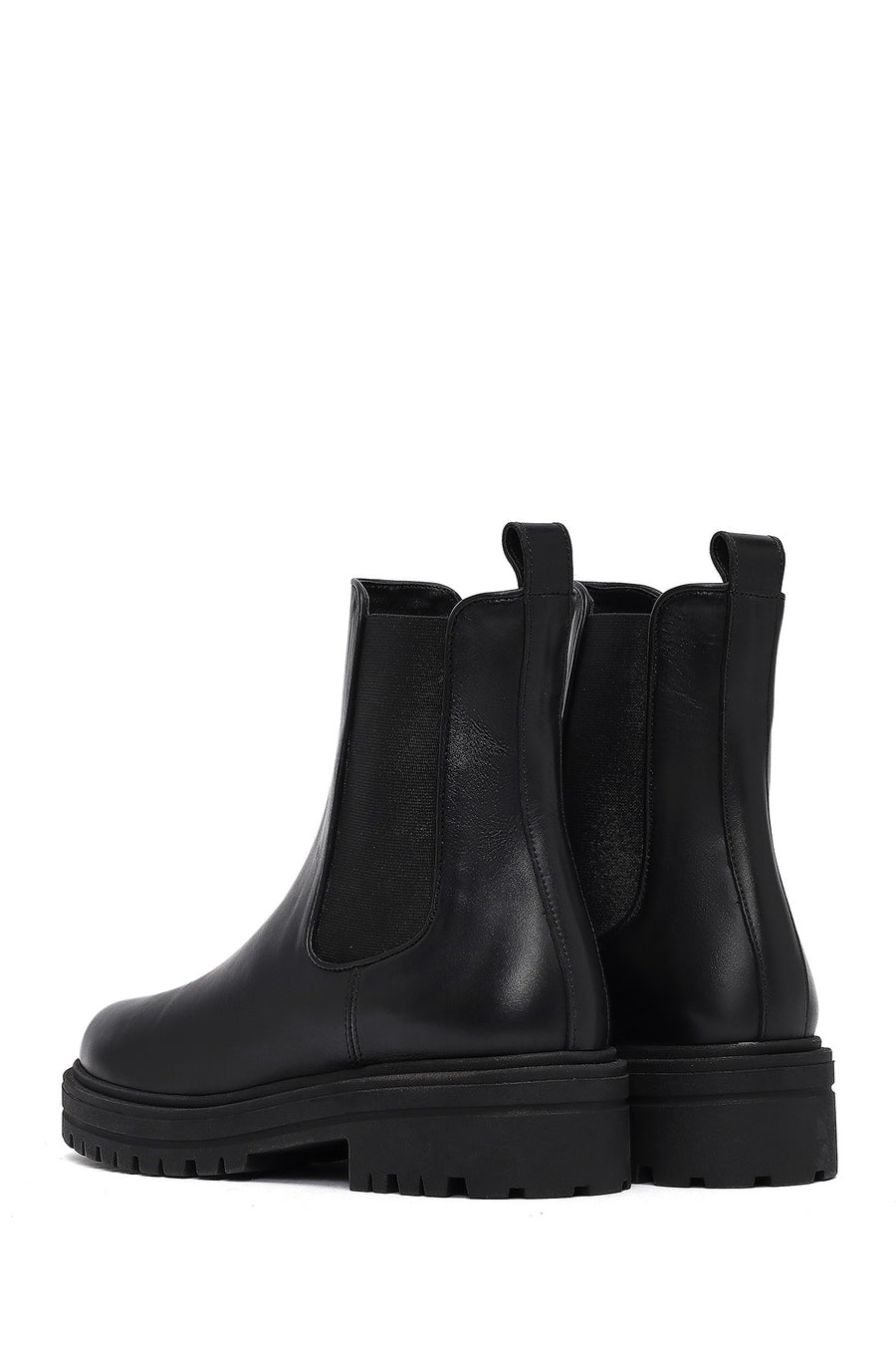 Woman Black Leather Chelsea Boots