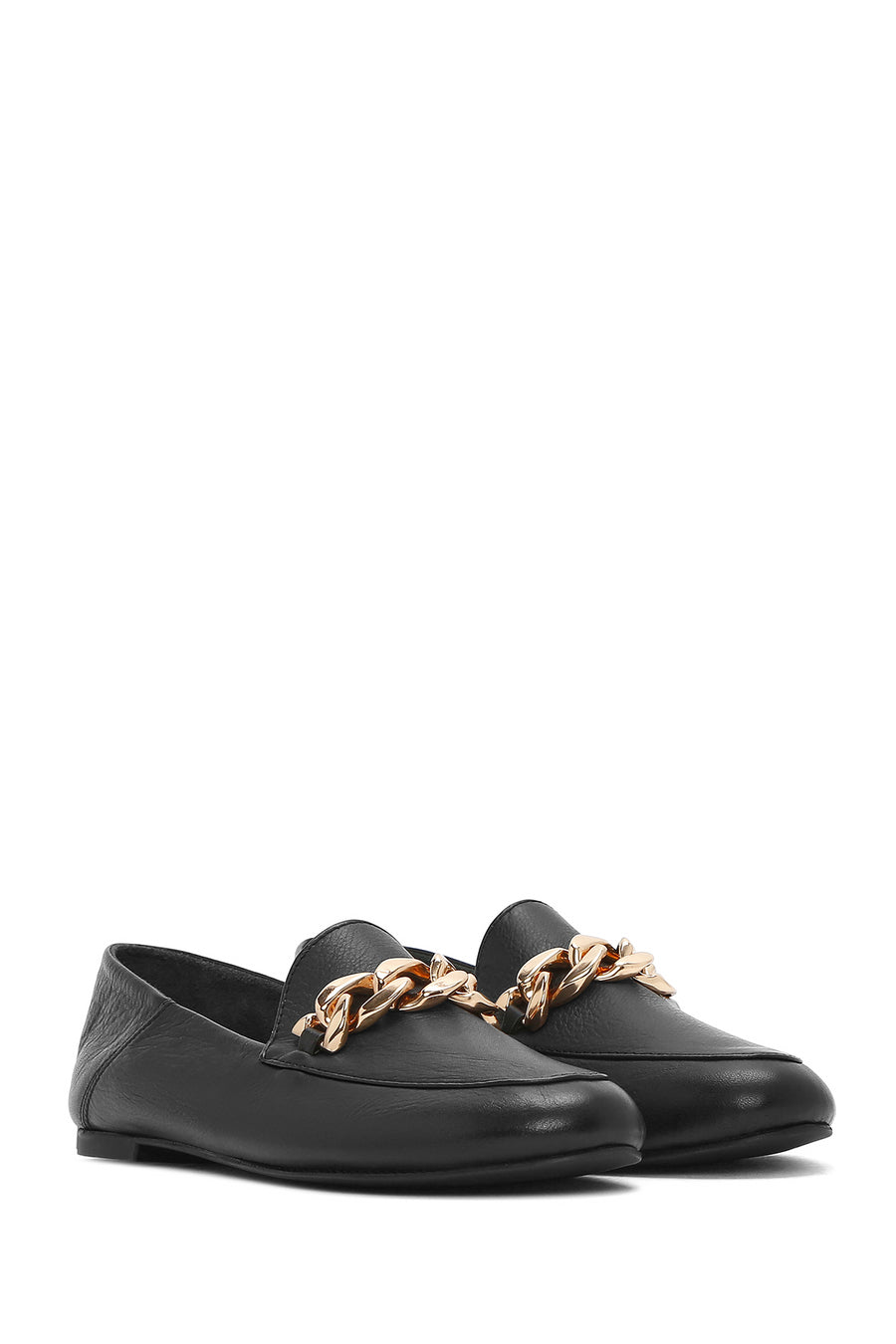 Women's Black Leather Masculine Loafer