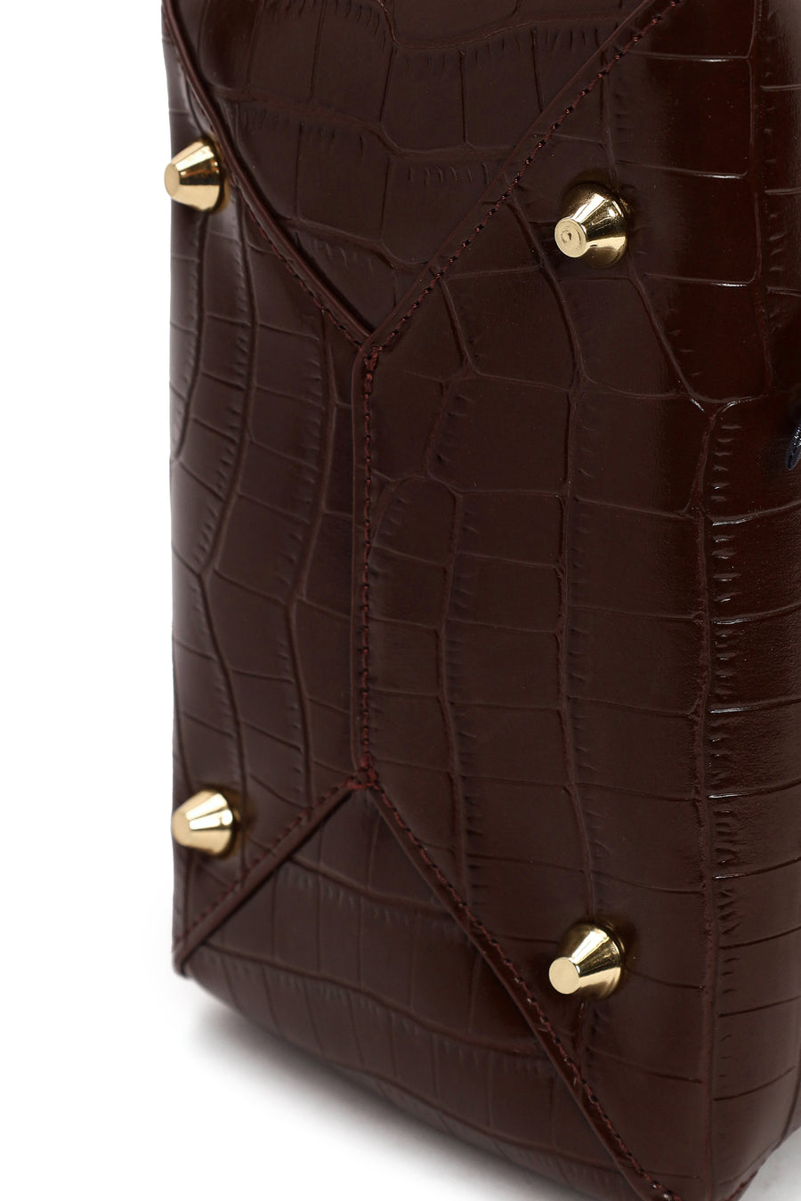 Woman Burgundy Long-Strap Crocodile-Pattern Mini Shoulder Bag