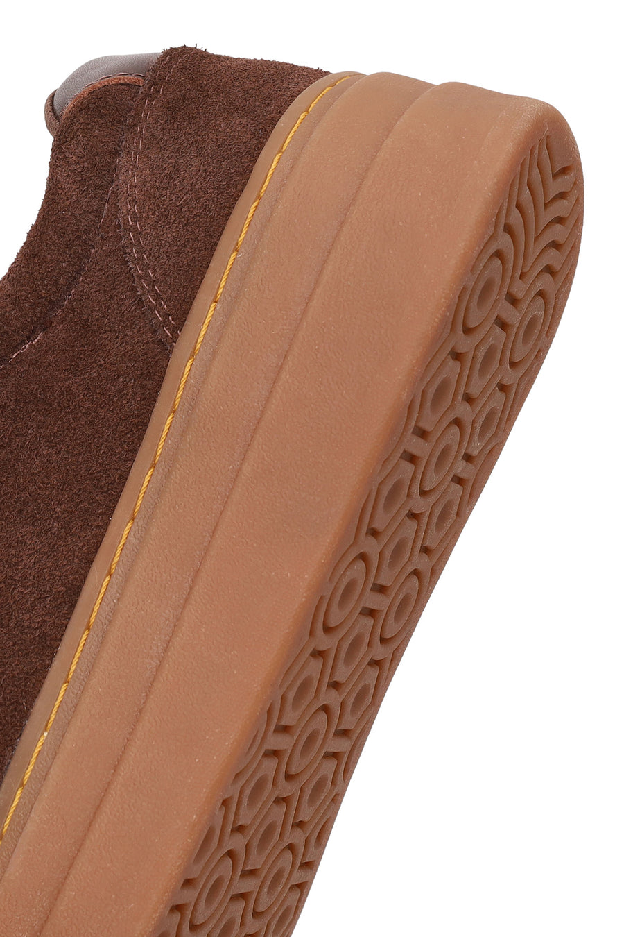 Woman Brown Lace-Up Thick-Soled Suede Leather Sneaker