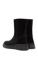 Women's Black Zippered Suede Leather Comfort Boots | Derimod