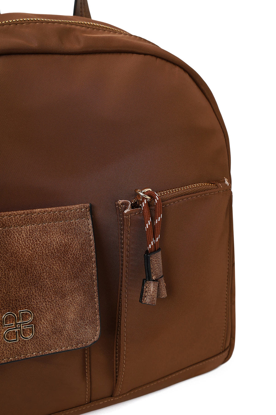 Woman Brown Fabric Backpack