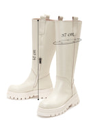 Women's Beige Leather Zippered Thick Soled Boots | Derimod