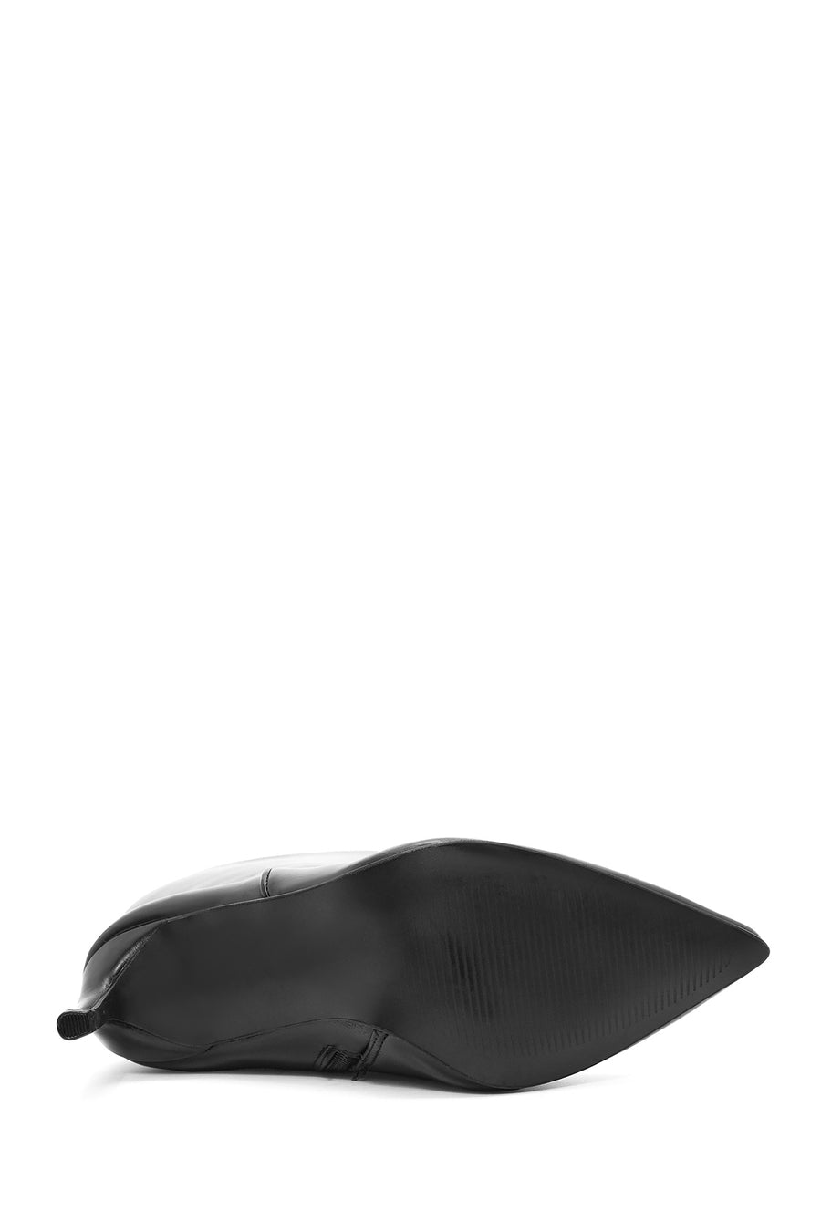 Woman Black Zippered Thin Heeled Boots