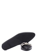 Women's Black Leather Bow Ballerina Ballerinas | Derimod
