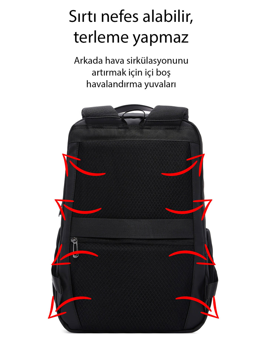 D-Pack Unisex Siyah Teknolojik Kumaş Hardcase Sırt Çantası