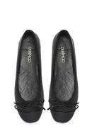 Women's Black Leather Ballerinas | Derimod