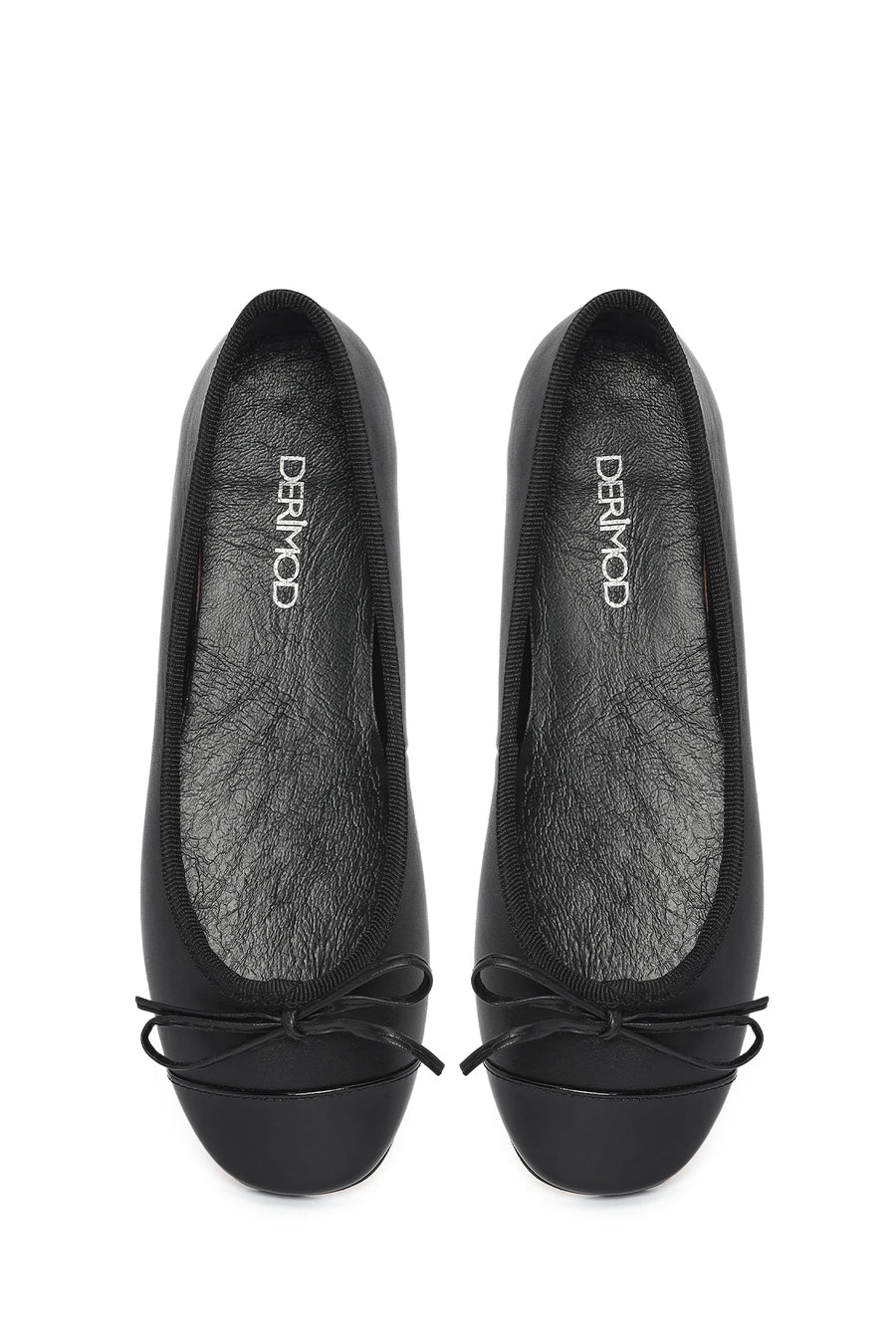 Women's Black Leather Ballerinas