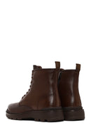 Men's Brown Lace-Up Zipper Leather Casual Boot | Derimod