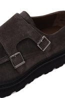 Male Anthracite Double Buckle Thick Sole Suede Leather Casual Shoes | Derimod