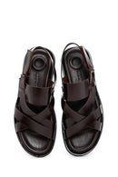 Men's Brown Leather Sandals | Derimod