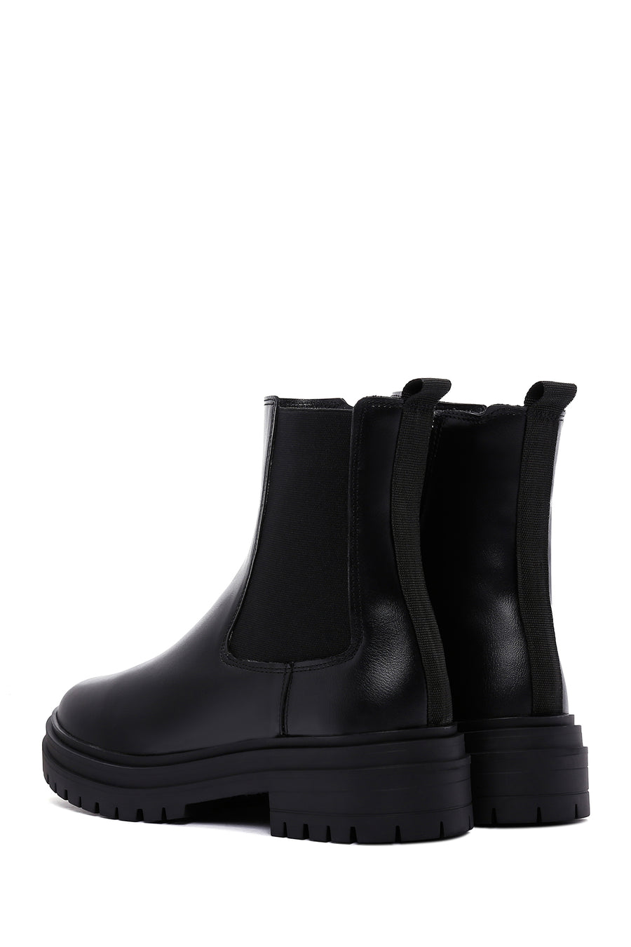 Women's Black Thick Soled Zippered Casual Boots