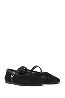 Woman Black Buckled Mesh Ballerine flats | Derimod