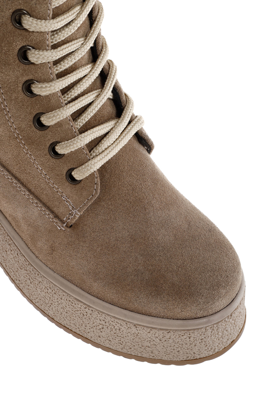 Women's Beige Thick Soled Boots Suede Leather Boots