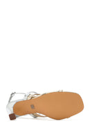 Woman Metallic Thin Heel Sandals with Gold Ankle Buckle | Derimod