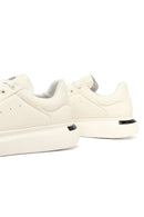 Male White Lace-Up Thick-Soled Leather Sneaker | Derimod