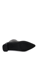 Derimod Flex Woman Black Zip Closure Chunky-Heeled Leather Boots | Derimod