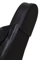 Woman Black Double-Buckle Slippers | Derimod