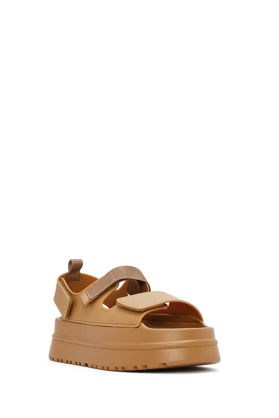Women's Tan Strappy Thick Soled Jelly Sandals