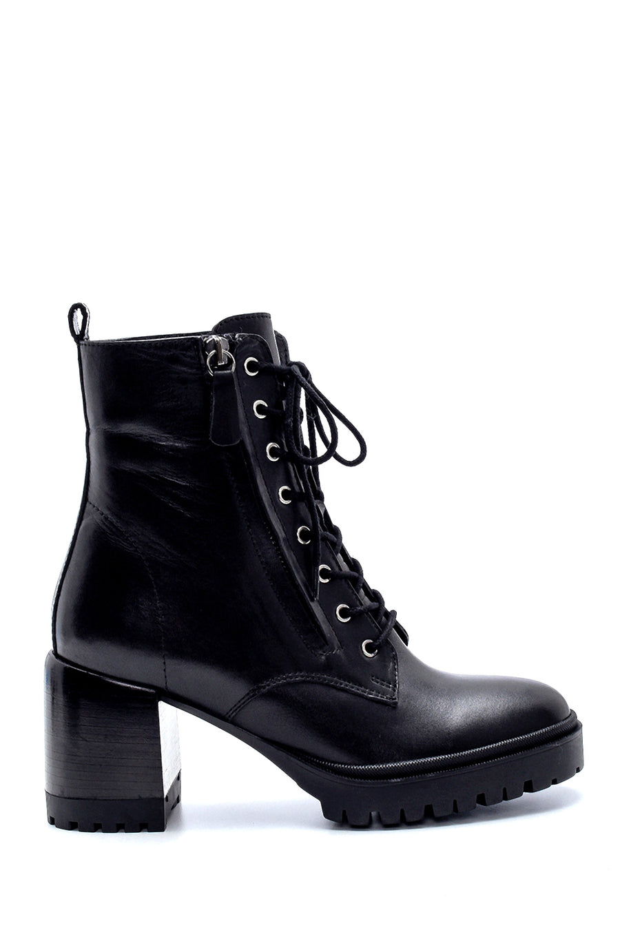 Women's Leather Zipper Detailed Heeled Boots 20WFD163618 | Derimod