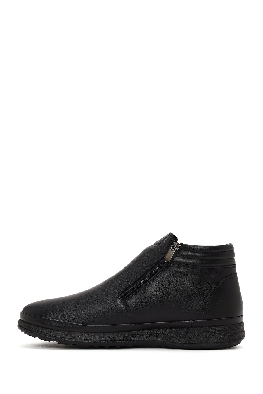 Male Black Zip Closure Leather Boots