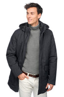 Geox Men's Navy Blue Andalo Long Leather Coat | Derimod