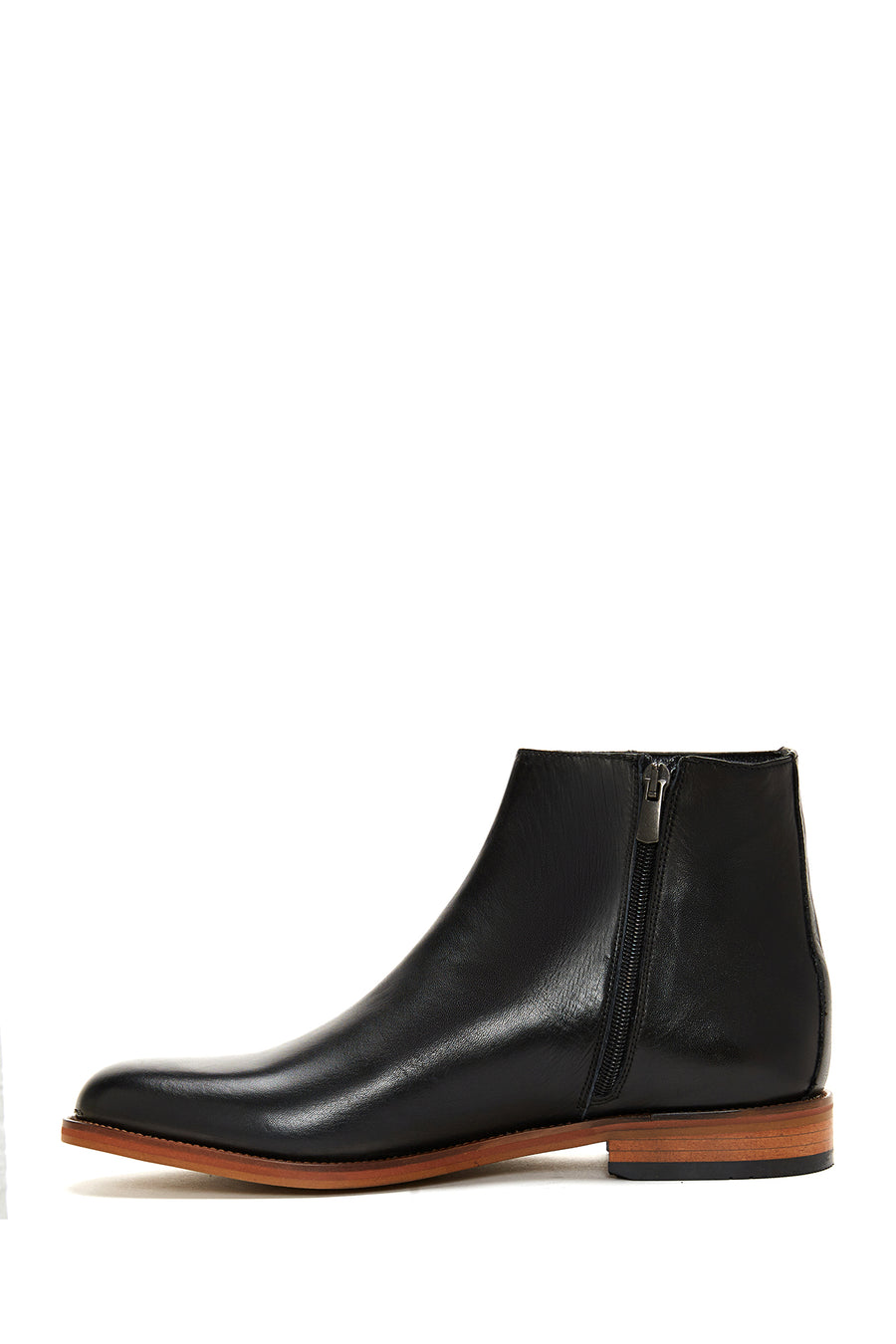 Men's Black Leather Zippered Classic Boots