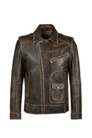 Carter Men's Brown Biker Leather Coat | Derimod