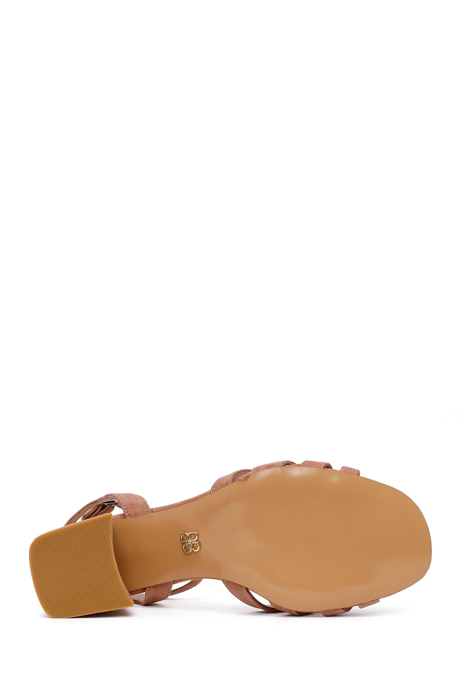 Woman Mink Ankle-Buckle Chunky-Heel Suede Leather Sandals