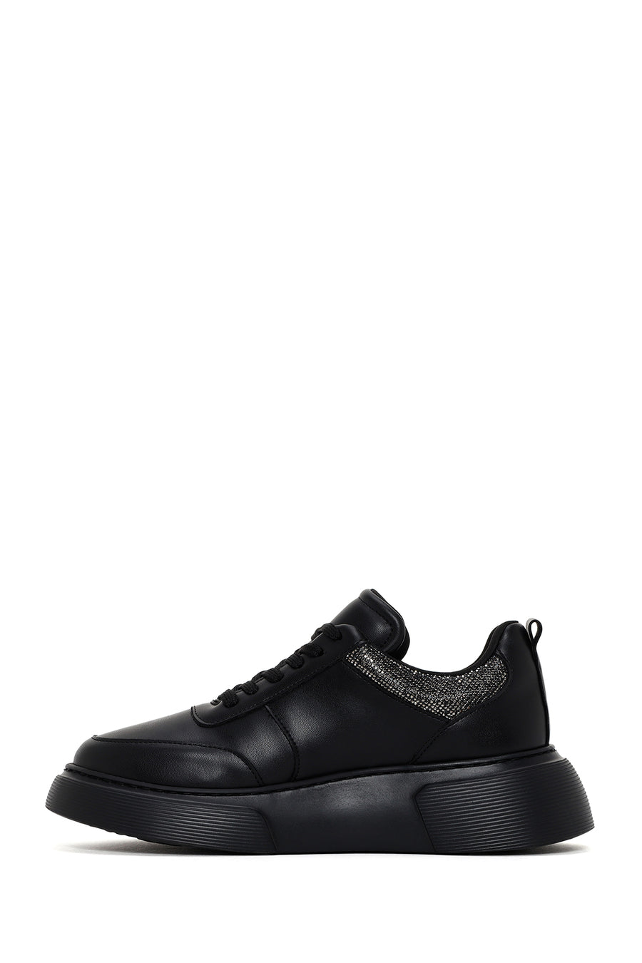 Women's Black Thick Soled Stone Sneaker