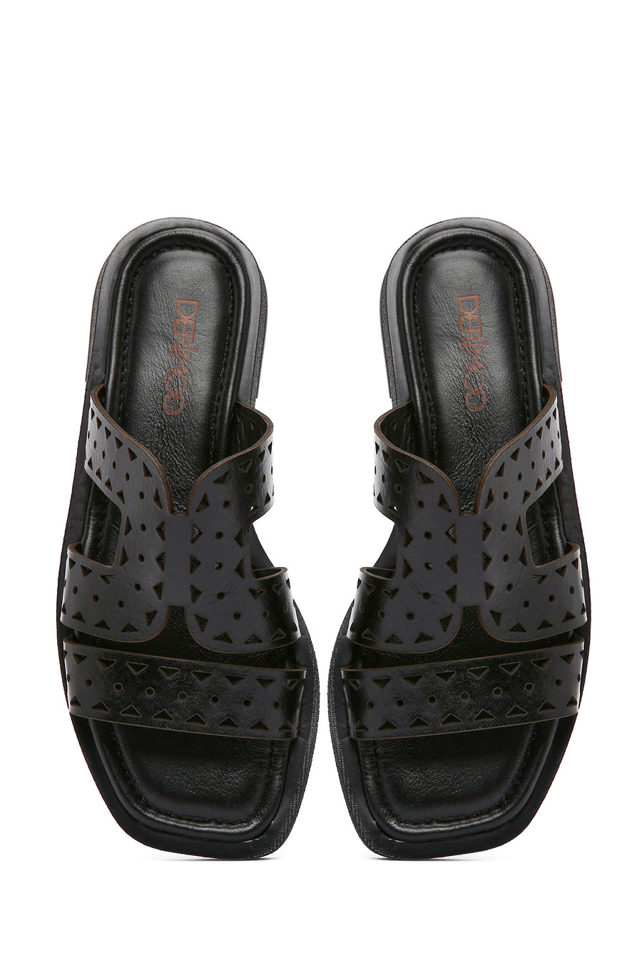 Women's Black Leather Slippers
