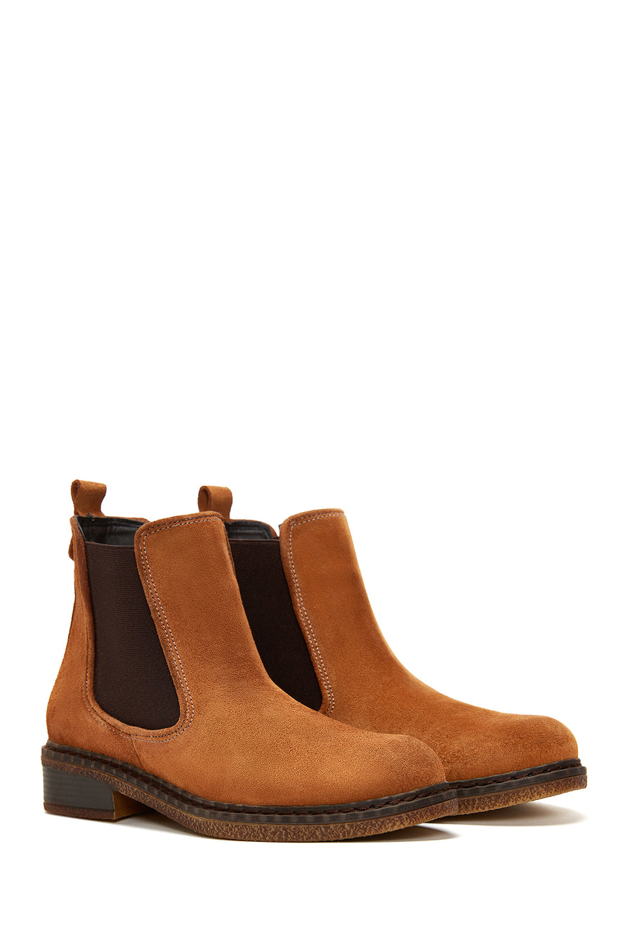 Women's Tan Suede Leather Chelsea Boots