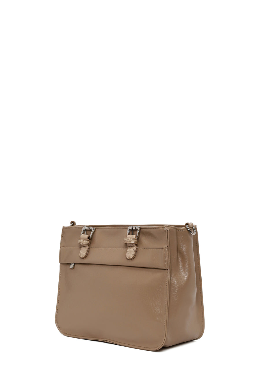 Woman Dark Beige Long-Strap Shoulder Bag