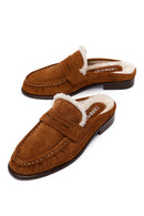 Woman Tan Suede Slipper | Derimod