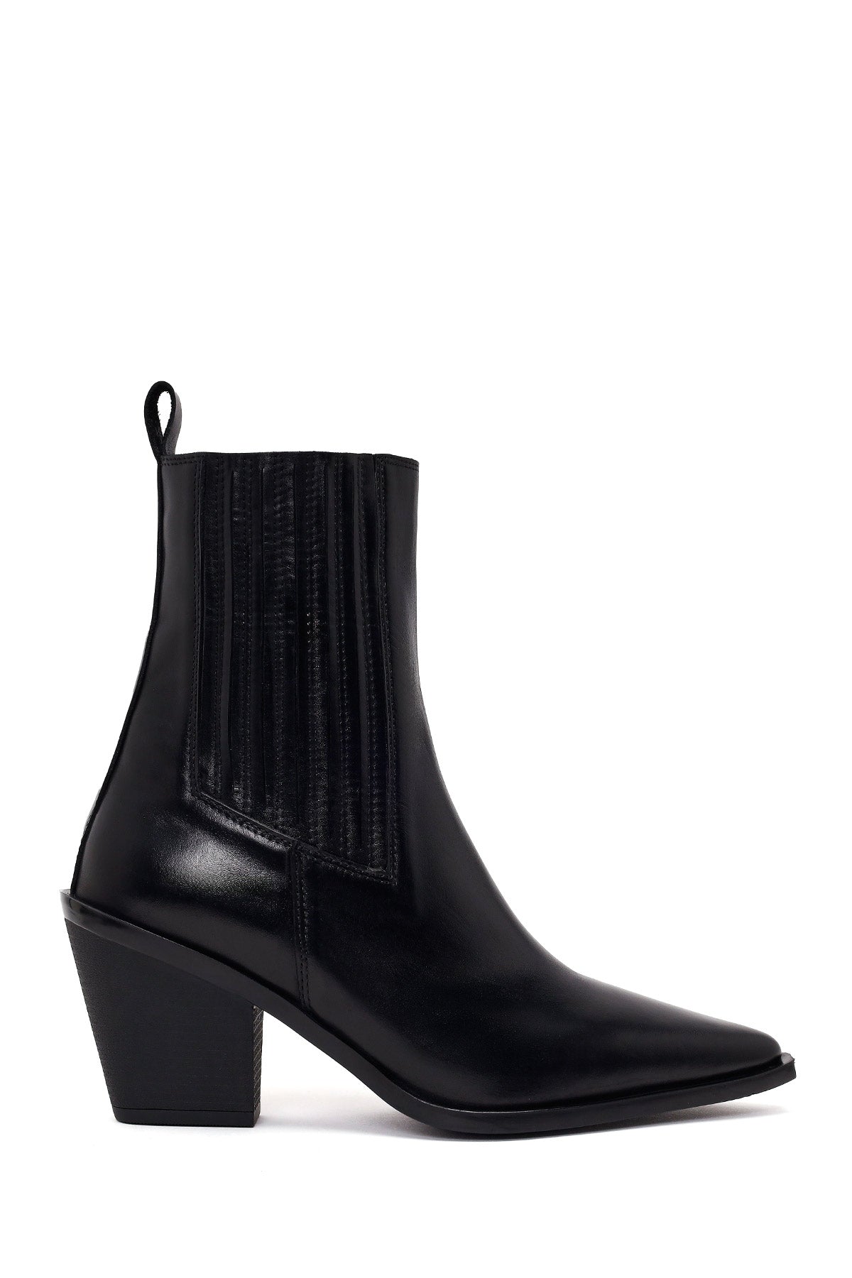 Woman Black Chunky-Heeled Leather Chelsea Boots WF180031DV | Derimod