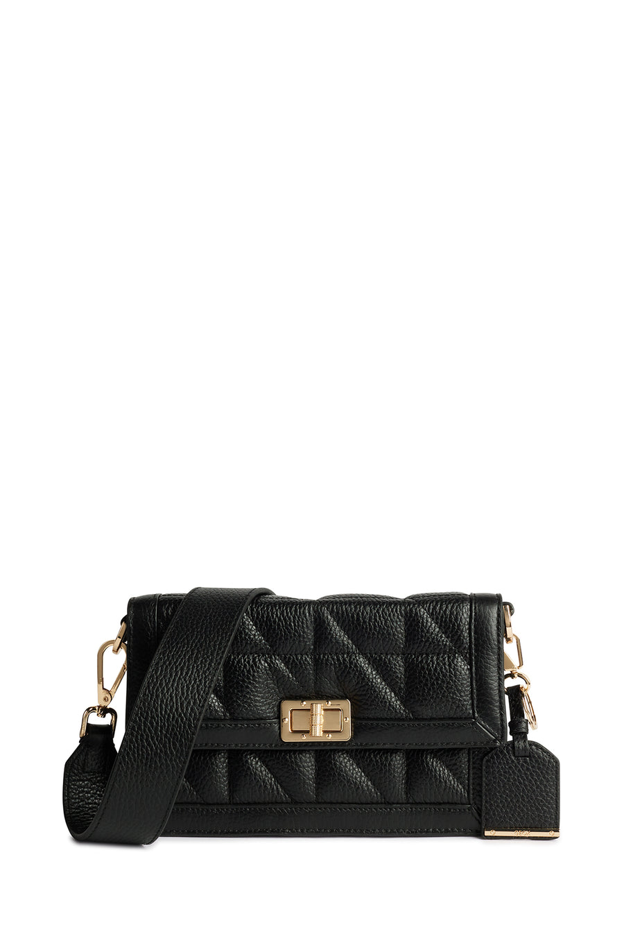 Geox Women's Black Veriana Long Strap Quilted Leather Crossbody Bag